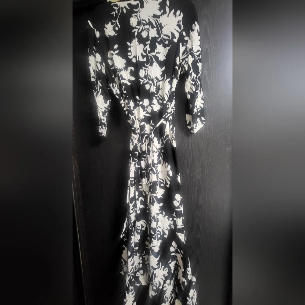 Johanna Ortiz x H&M Creped Orchid Maxi Wrap Dress Black White - Picture 6 of 12
